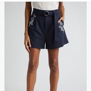 Cinq à Sept
Rebecca Paisley Motif Pinstripe Shorts